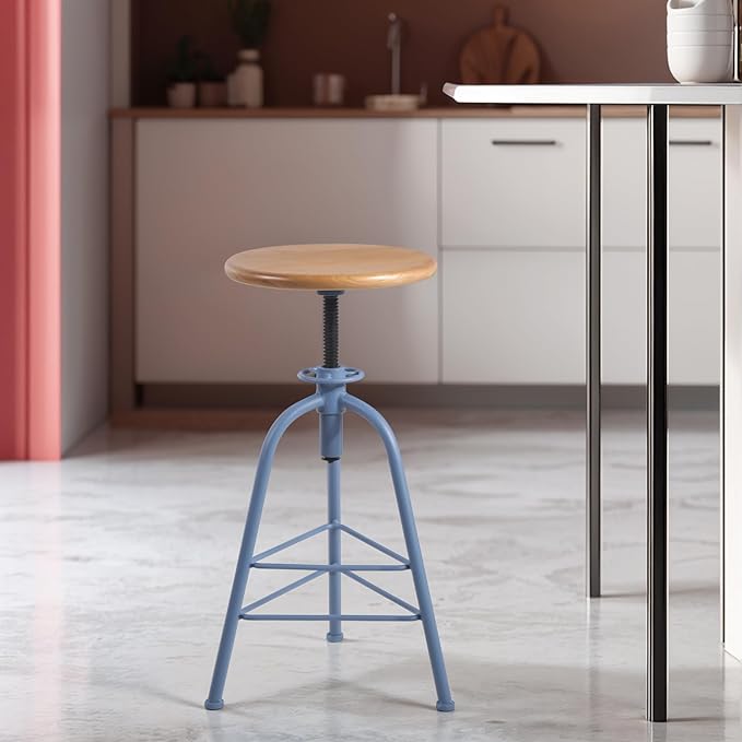 Industrial Bar Stools-Set of 2 24.4-28.3inch Counter Height Kitchen - Image 9