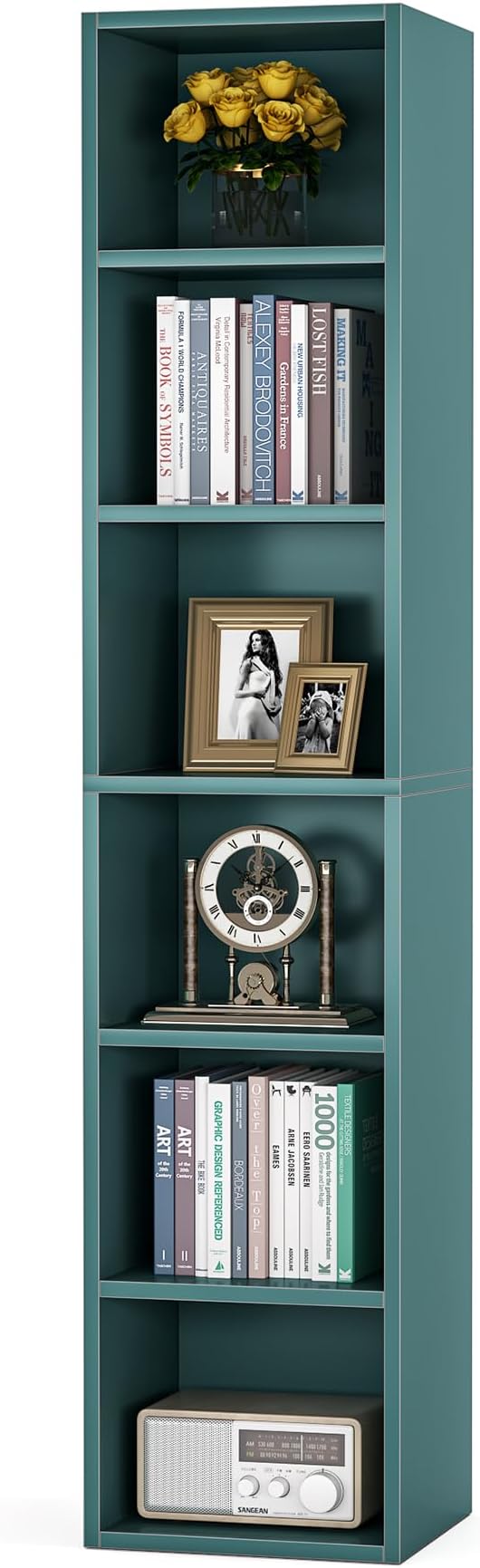 LITTLE TREE 70.9 Inch Tall Narrow Bookcase, Corner Bookshelf 6 Tier Cube by LITTLETREE