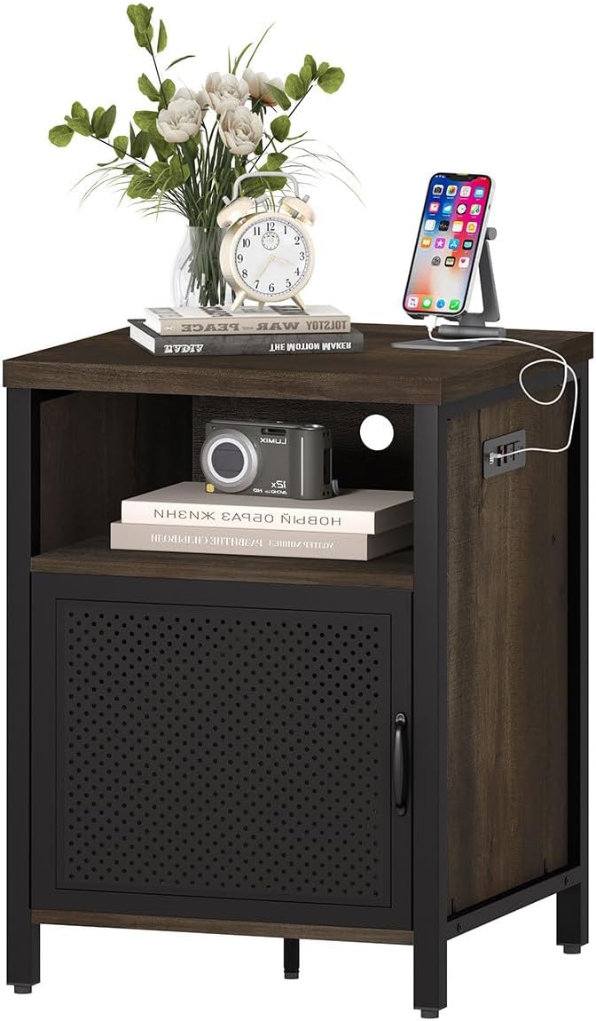 FATORRI End Table with Storage, Rustic Side Table - Image 9