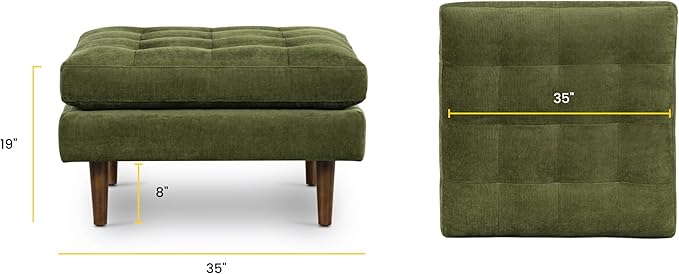 Poly and Bark Napa Velvet Ottoman in Distressed Green - Image 2