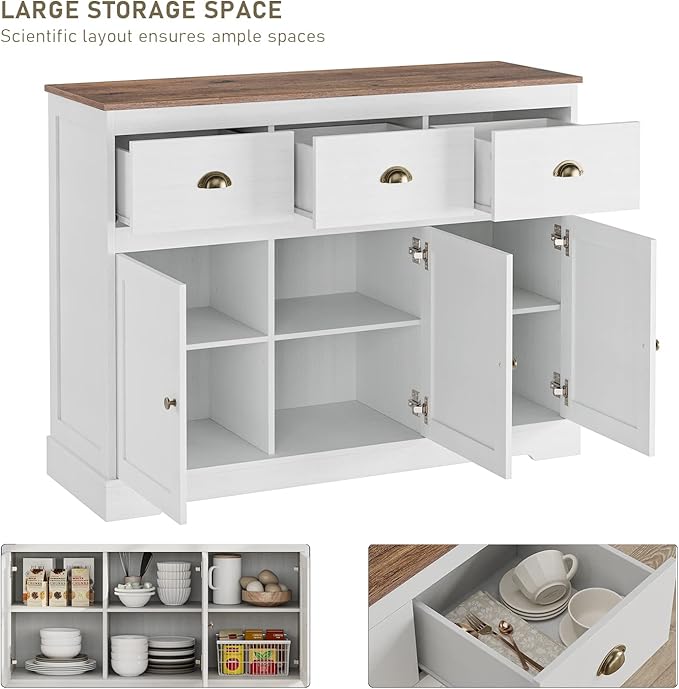 Keyluv Buffet Cabinet Storage Kitchen Sideboard Farmhouse Buffet Server Bar - Image 4