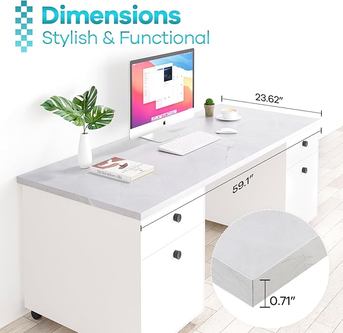 Kaboon Universal Tabletop 59.1"x23.62", Solid One-Piece Melamine Table Top - Image 4