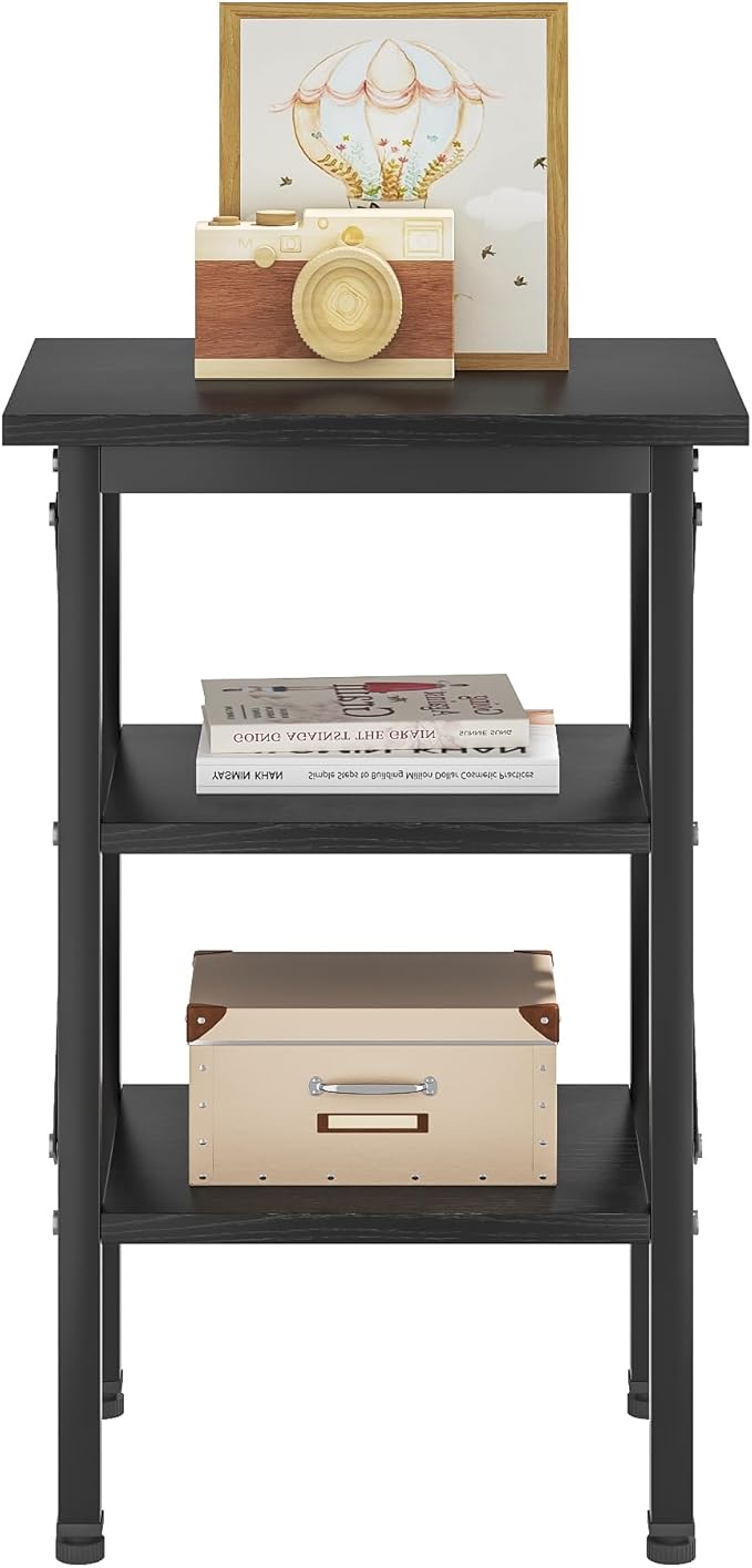 VECELO End Table Set of 2, Bedside Table, X-Design Reinforced Nightstands - Image 4