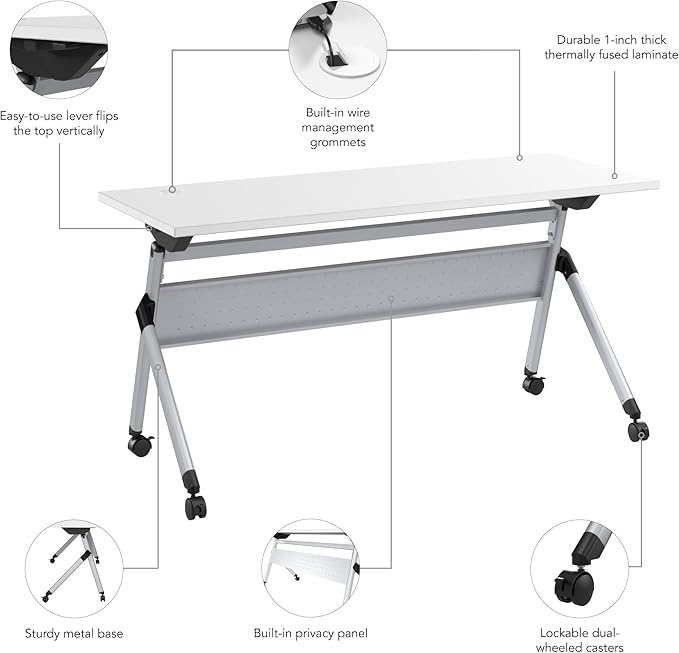 Bush Business Furniture Folding Training Table, 60 inch Desk, Commercial-Grade - Image 11