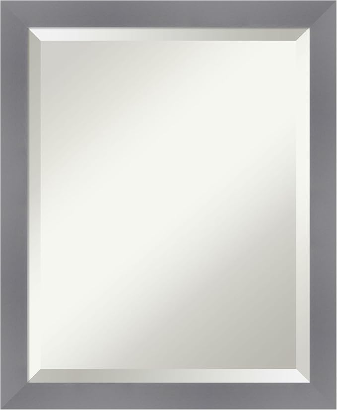 Amanti Art Grey Wall Mirror 23x19 Edwin Grey Rectangle Bathroom Mirror by AmantiArt