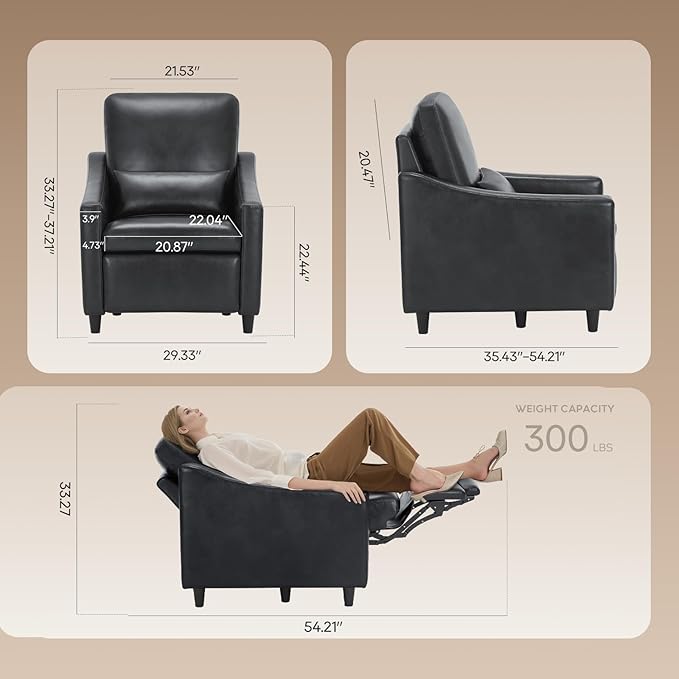COLAMY Pushback Electric Recliner Chair, Premium Leather Upholstery - Image 3