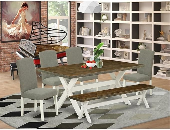 East West Furniture X077EN206-6 6 Piece Dining Table Set Contains a Rectangle - Image 2