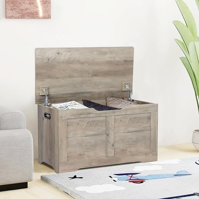 31.5" Storage Chest, Wooden Storage Bench, Lift Top Toy Chest - Image 8