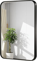 48x30 Inch Black Wall Mirror for Bathroom, Brushed Metal Framed Mirror by JENBELY