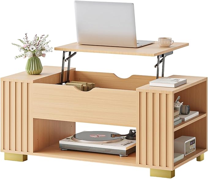 COMHOMA Lift Top Coffee Tables for Living Room, Adjustable Wooden Tea Table for - Image 9