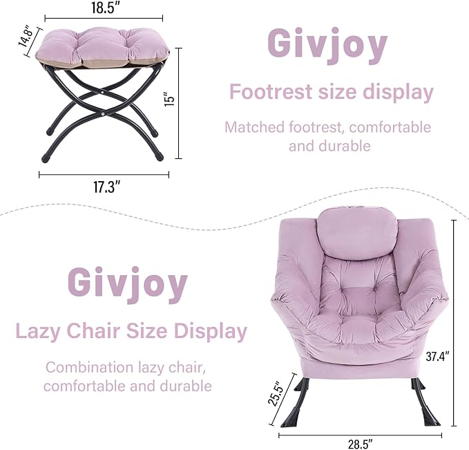 Lazy Chair and Ottoman, Large Accent Lounge Chair - Image 3
