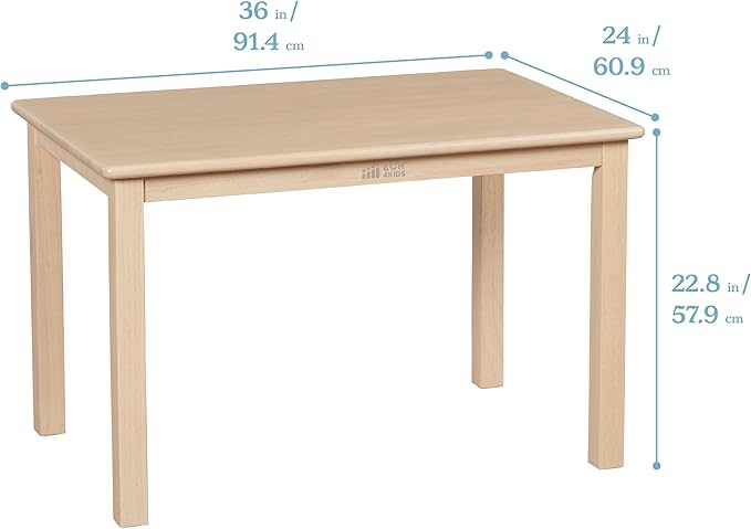 ECR4Kids 24in x 36in Rectangular Hardwood Table and Chair Set, 12in Seat Height - Image 2