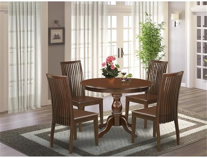 East West Furniture HBIP5-MAH-W 5 Piece Kitchen Table & Chairs Set Includes a - Image 2