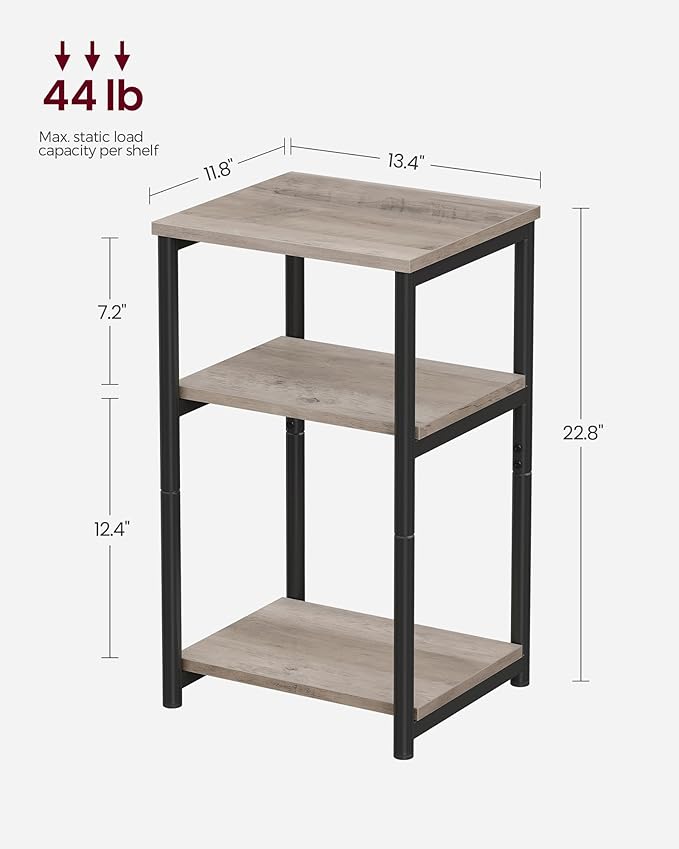 VASAGLE Side Table, Small End Table, Tall Nightstand - Image 3