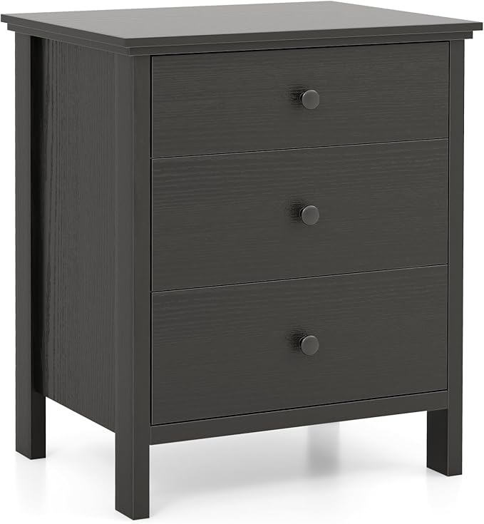KOMFOTT 3 Drawers Nightstand, Wooden Bedside Table, Modern Sofa Side End Table - Image 9