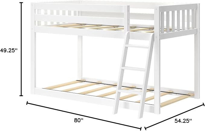 Max & Lily Fundamental Twin Low Bunk Bed, Kids Solid Wood Modern Bed Frame - Image 2