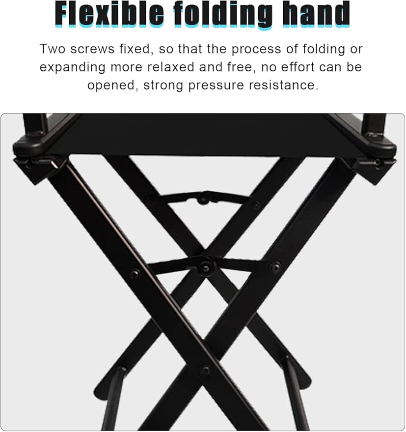 Lorvain Folable Makeup Artist Stool, Portable Tall Folding Director's Chair - Image 4