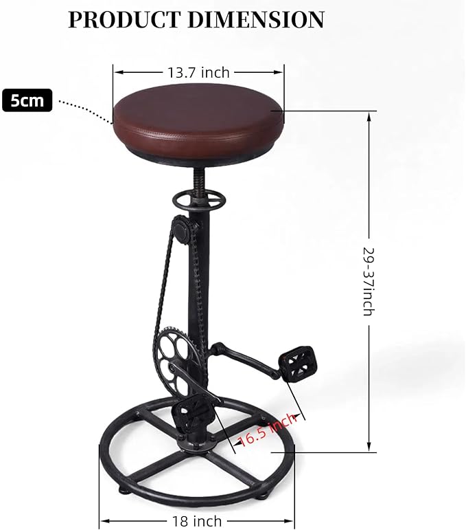 Vintage Bar Stools Swivel PU Seat 29-37inch Height Adjustable Extral Tall - Image 3