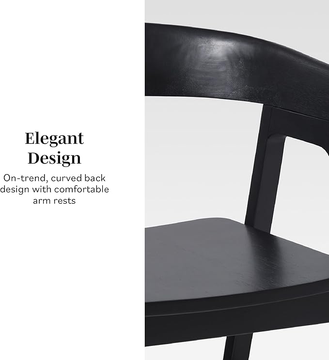 Walker Edison Ezra Modern Solid Wood Rounded Back Dining Chair - Image 4