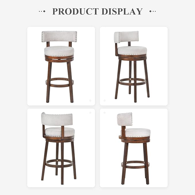COLAMY Swivel Bar Stools Set of 2, 30 Inch Swivel Bar Height Bar Stools - Image 8