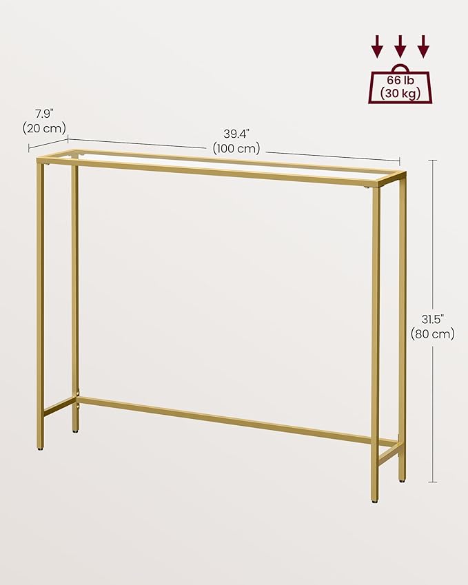 VASAGLE Entryway Table, Console Table, Tempered Glass Tabletop, Modern Sofa - Image 3