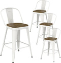 Metal Bar Stools Set of 4, High Back Bar Stools by Vinahomar
