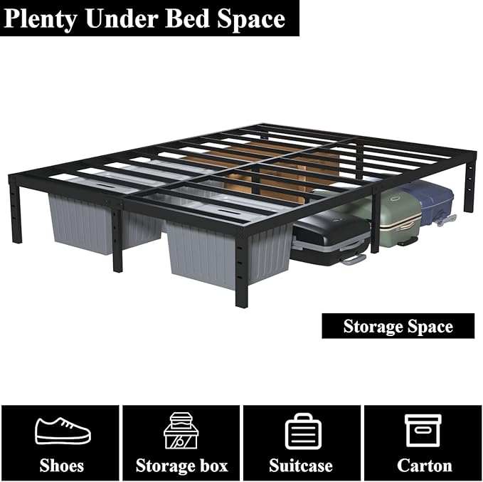 California King Metal Bed Frame, 14 Inch Heavy Duty Storage Platform Bed Frame - Image 6