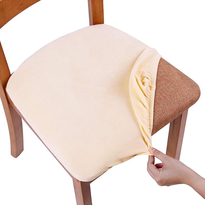 Smiry Velvet Seat Covers for Dining Room Chair Set of 6, Stretch Fit Removable by Smiry