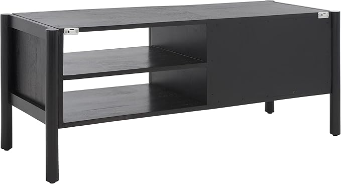SAFAVIEH Home Collection Errington Black/Gold Accents Solid Wood 2-Shelf Media - Image 9