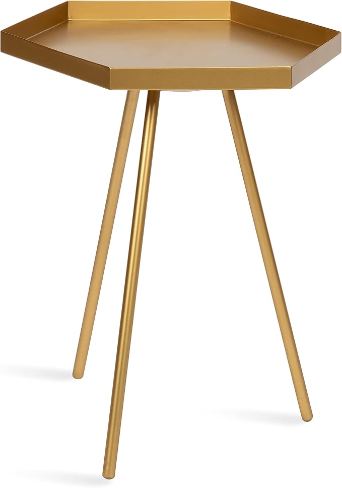 Kate and Laurel Kashvi Modern Side Table 17 x 15 x 20; Gold Decorative Glam - Image 4
