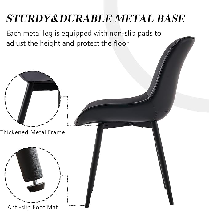 YOUNIKE Black Dining Chairs Set of 2 - Image 4