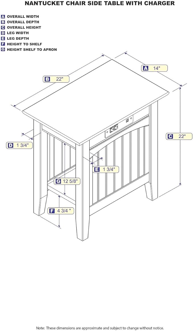AFI Nantucket End Table with Built-in Charger in Driftwood - Image 3