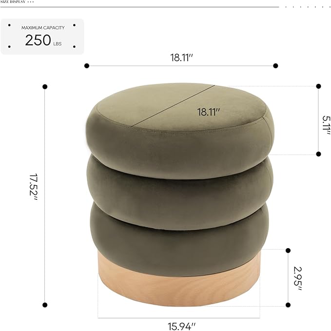 COLAMY Velvet Ottoman Footstool, Tufted Modern Foot Rest Stool - Image 2