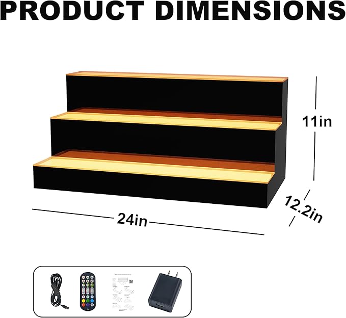 MESAlLUP Acrylic 24 Inch 3 Tier High Light LED Detachable Liquor Bottle Display - Image 2