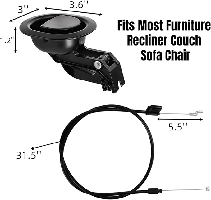 2 Sets of Metal Recliner Release Pull Handle, Universal Heavy Duty Sofa Release - Image 3