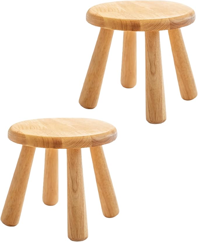 100% Solid Wood Mushroom Step Stool, Small Wooden Stool by Unknown