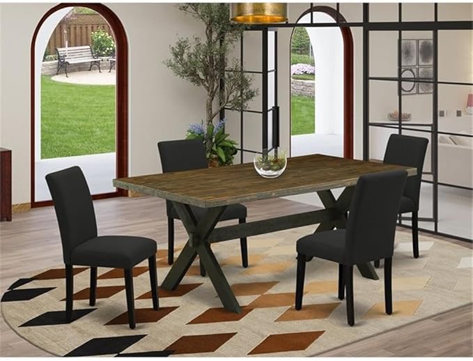 East West Furniture X677AB624-5 5 Piece Dining Set Includes a Rectangle Dining - Image 2