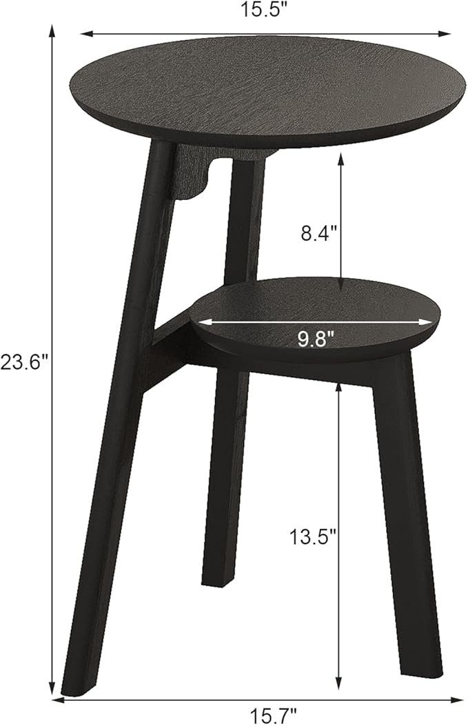 ChooChoo Round End Table for Small Spaces, Narrow Side Table, Accent Table - Image 2