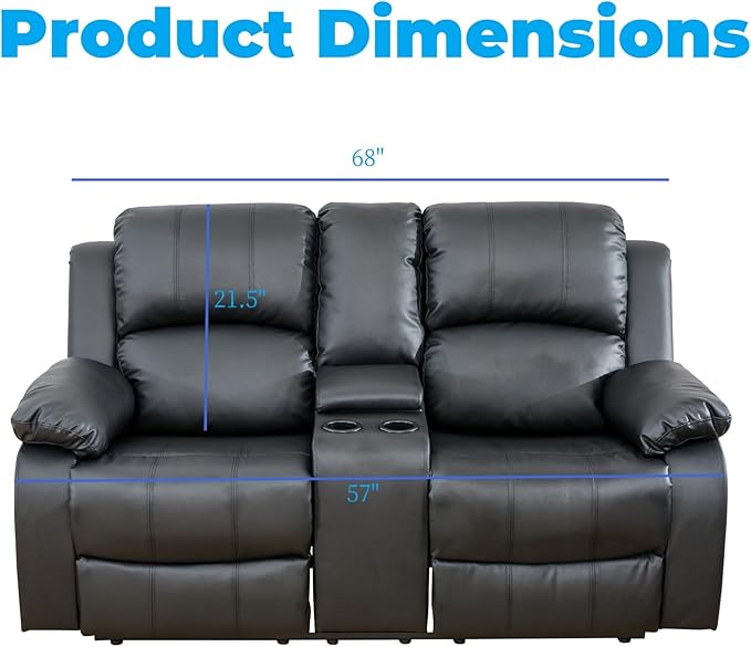 Loveseat Recliner Sofa, Reclining Loveseat Leather Couch - Image 3