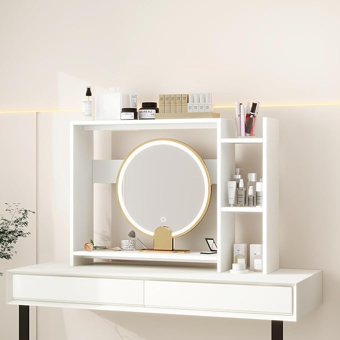 IBUYKE Desktop Bookshelf, 36.8" Desktop Organizer Shelf, Wood Desk Hutch - Image 6