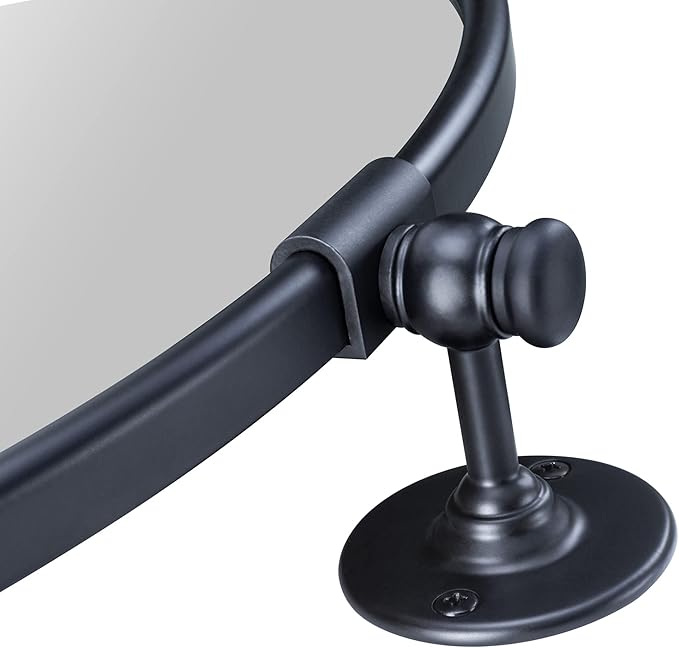 Round Pivot Bathroom Mirror Black Circle Metal Framed Tilting Vanity Mirrors - Image 6