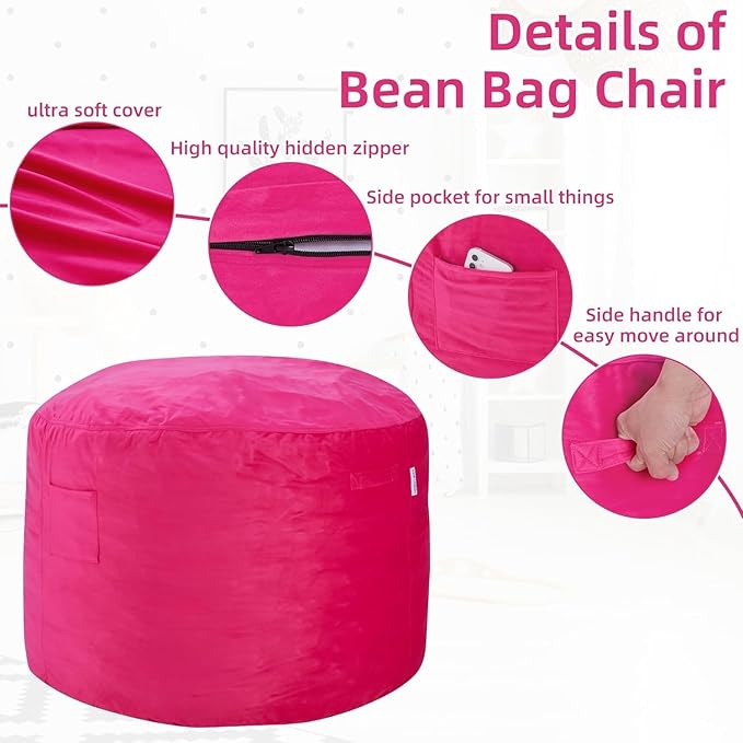 HABUTWAY Bean Bag Chair 3Ft Luxurious Velvet Ultra Soft Fur - Image 5