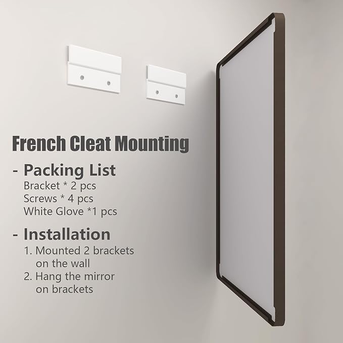 40x36 Bronze Bathroom Mirror, Brushed Metal Bathroom Vanity Mirrors - Image 6