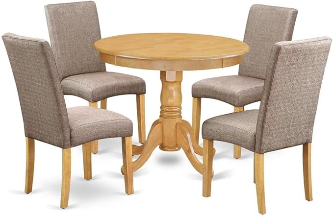 East West Furniture ANDR5-OAK-16 5 Piece Dining Set Includes a Round Kitchen by EastWestFurniture