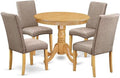 East West Furniture ANDR5-OAK-16 5 Piece Dining Set Includes a Round Kitchen by EastWestFurniture