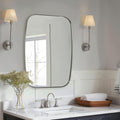 ANDY STAR Brushed Nickel Mirror, 28x36 Inch Stainless Steel Metal Frame Oblong by ANDYSTAR