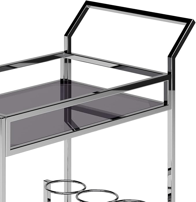 SIMPLIHOME Watts Modern 26 inch Wide Bar Cart in Chrome - Image 5