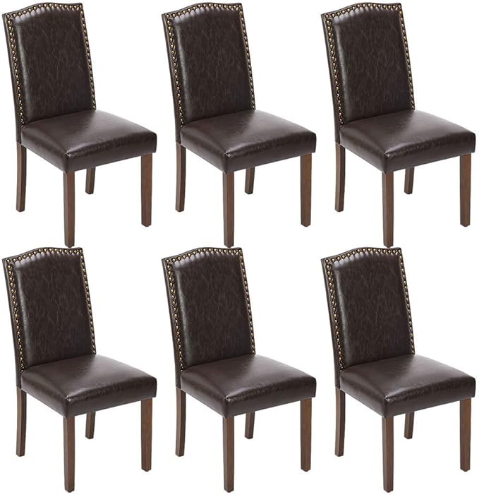 Kitchen Chairs Set of 6 Modern Upholstered Fabric Seat by Unknown