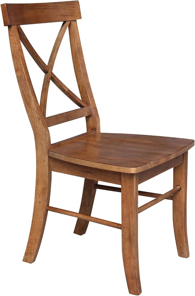 IC International Concepts Set of Two X-Back Dining Chairs, Distressed Oak - Image 5