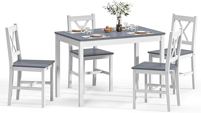 SogesPower Dining Table Set for 4, Wood Rectangular Kitchen Dining Table Set - Image 7